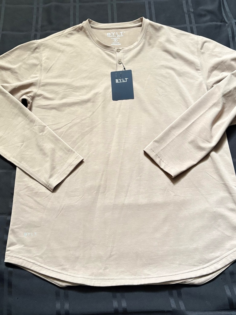 BYLT Performance Henley Drop-Cut Long Sleeve Shirt Mens Size:XL NWT Stretch